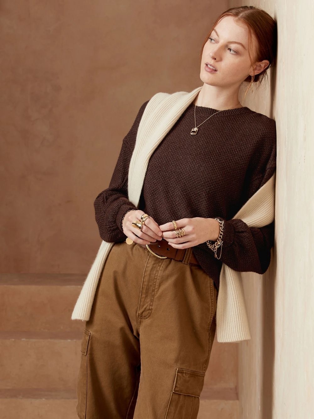 Banana Republic Textured Pullover - Brown